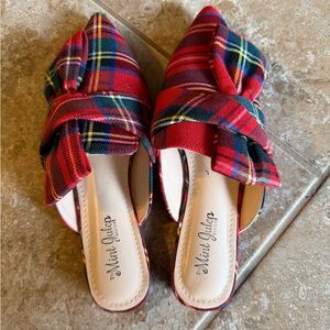 Mint Julep Red Plaid Mules